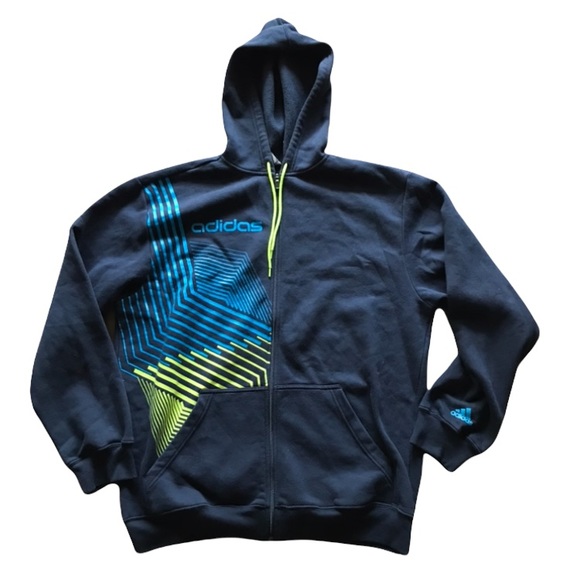 adidas Other - Adidas Full Zip Geometric Pattern Hooded Fleece Lined Sweatshirt Men’s Sz. L